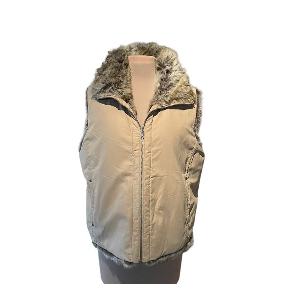 Weatherproof Garment Co. Faux Fur Reversible Zip-Up Vest Tan, Size XL EUC - Picture 5 of 10